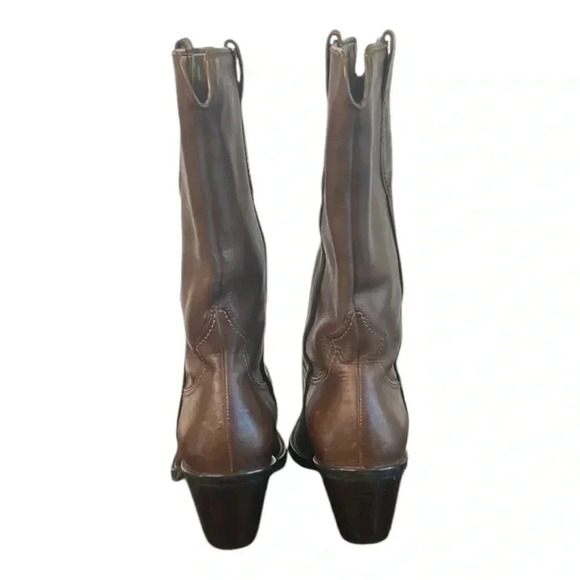 Franco Sarto Brown Leather Pointed Toe Western Boots with Stitching Size 5 - Picture 3 of 10